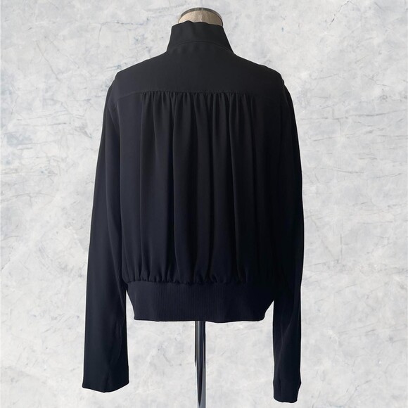 Lafayette 148 New York Silk Jacket Women’s Size Small Black Zip Front Minimalist - Picture 7 of 9